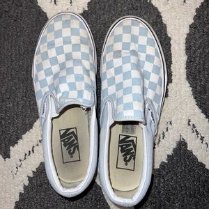 Checkered Vans slip ons